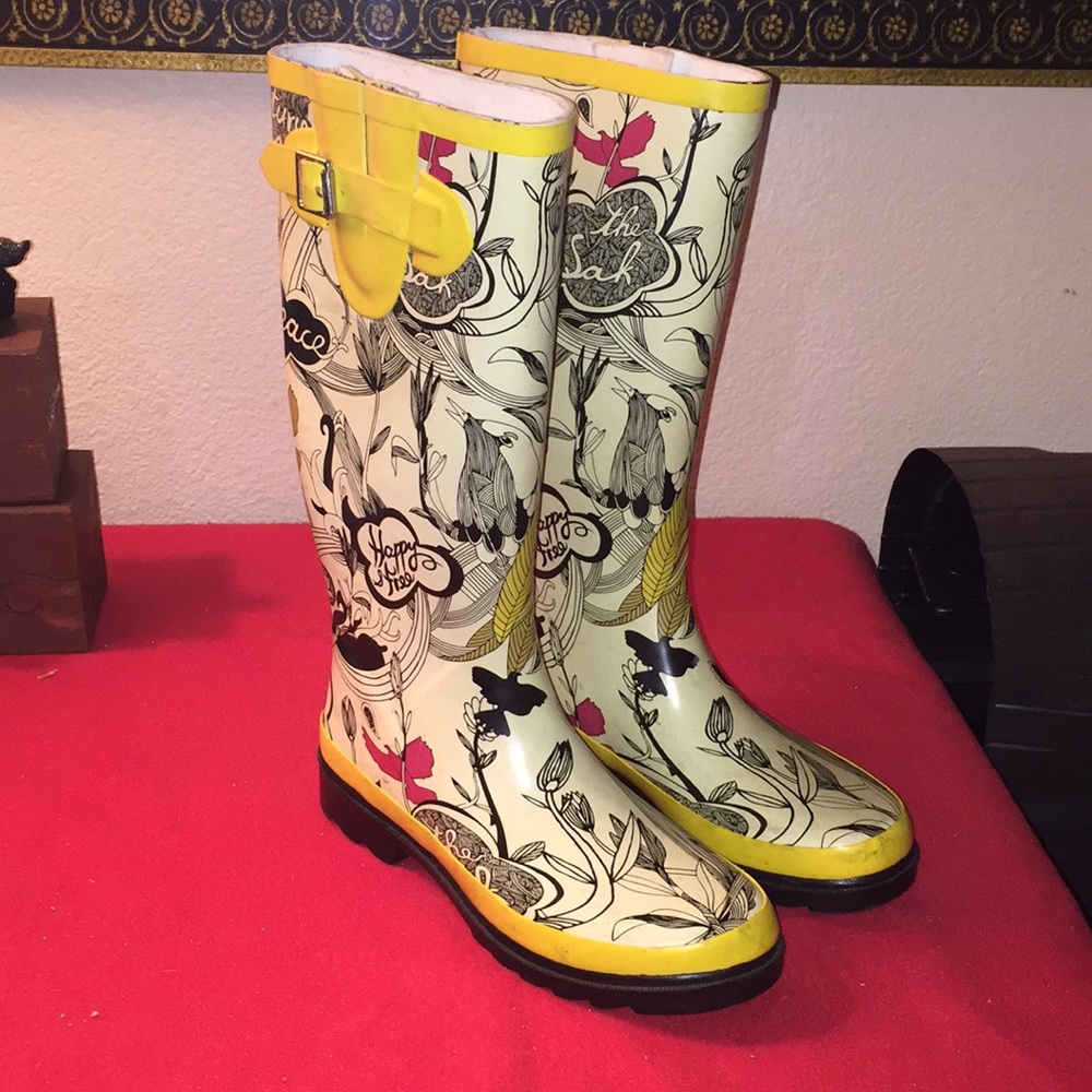 The Sak Peace Yellow Wellington Rubber Rain Boots